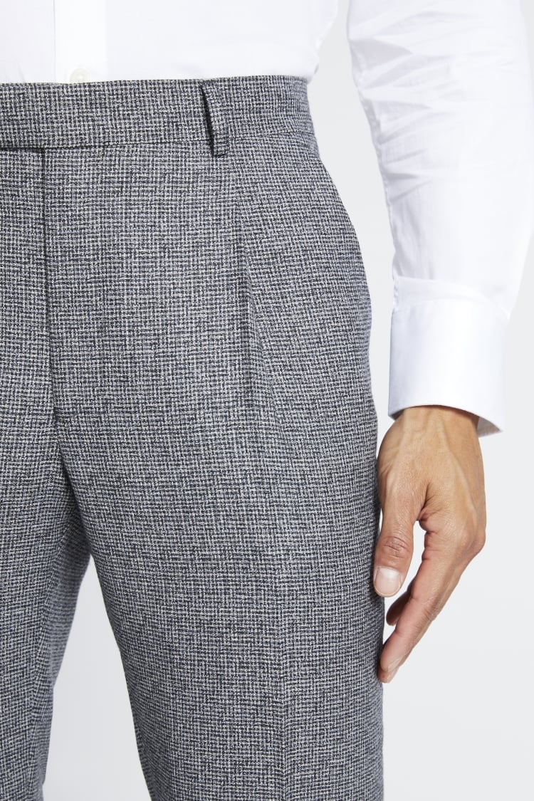 Italian Slim Fit Black and White Puppytooth Pants